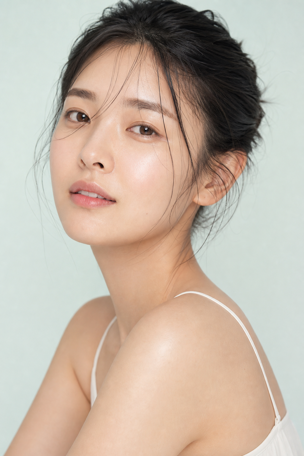 Portrait of a woman with calm, hydrated skin 肌肤水润平静的女性肖像